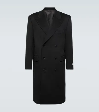 Canali Wool And Cashmere Overcoat In Black