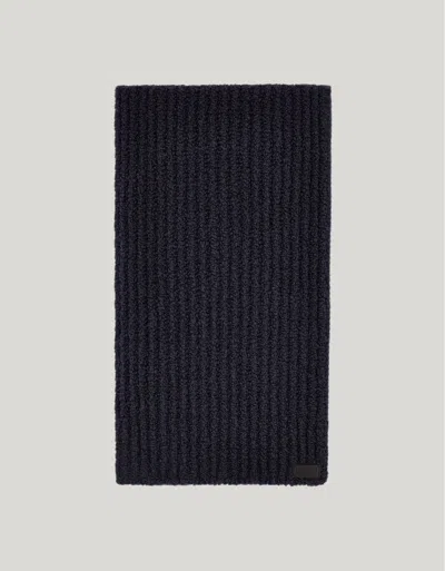 Canali Wool And Silk Bouclé Navy Scarf In Blue