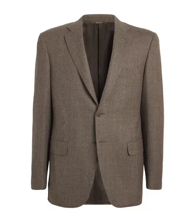 Canali Checked Single-breasted Blazer In Brown