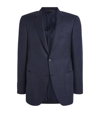 Canali Wool-blend Blazer In Blue