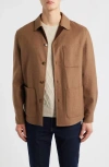 Canali Wool Blend Overshirt In Brown