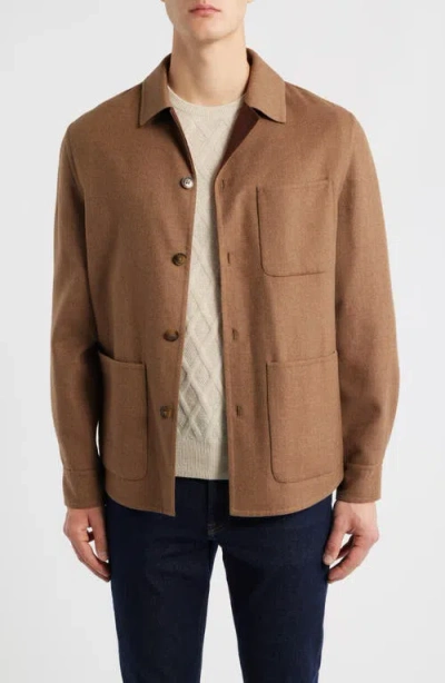 Canali Wool Blend Overshirt In Brown