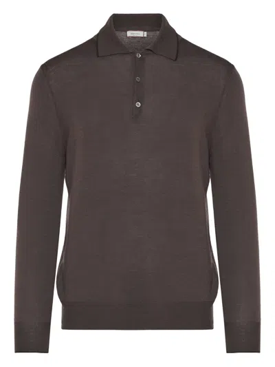 Canali Wool Blend Polo Shirt In Brown