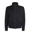 Canali Wool-blend Shearling-collar Bomber Jacket In Black