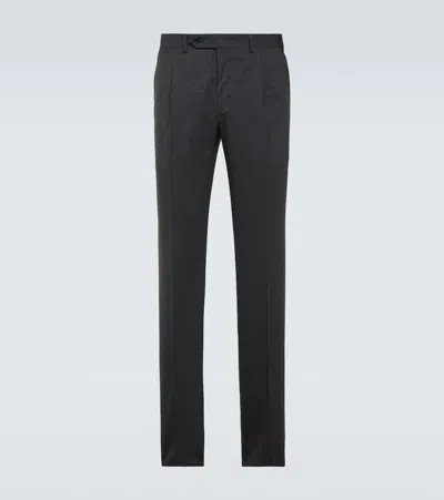 Canali Wool-blend Straight Pants In Grey