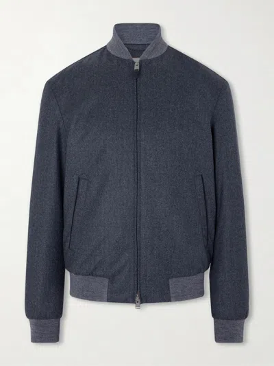 Canali Wool Bomber Jacket In Black