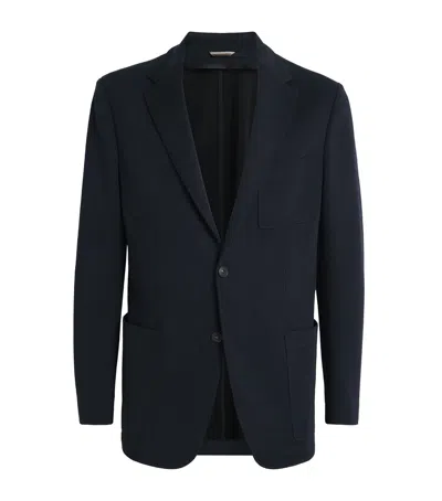 Canali Wool-cashmere Blazer In Blue