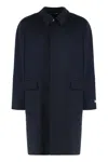 Canali Single-breasted Wool Coat In Blue