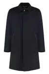 Canali Single-breasted Wool Coat In Blue