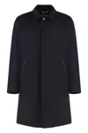 Canali Single-breasted Wool Coat In Blue