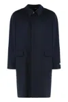 Canali Single-breasted Wool Coat In Blue