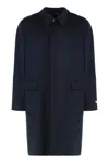 Canali Single-breasted Wool Coat In Blue