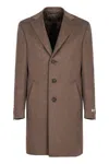 Canali Single-breasted Wool Coat In Brown