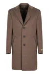 Canali Single-breasted Wool Coat In Brown