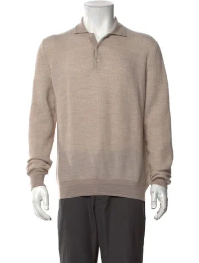 Pre-owned Canali Wool Collar Polo Sweater In Neutrals