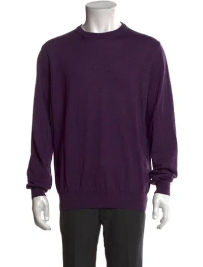Pre-owned Canali Wool Crew Neck Pullover In Purple
