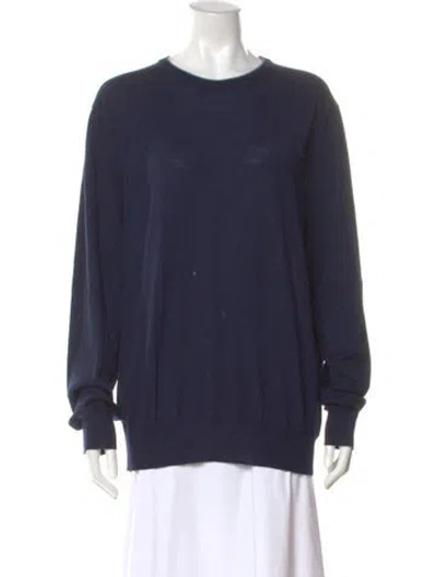 Pre-owned Canali Wool Crew Neck Sweater In Blue