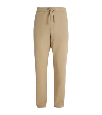 Canali Wool Drawstring Straight Trousers In Brown
