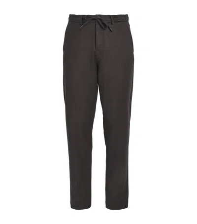 Canali Wool Drawstring Straight Trousers In Gray