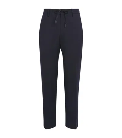 Canali Wool Drawstring Trousers In Blue