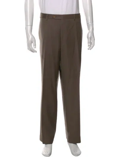 Pre-owned Canali Wool Dress Pants In Brown