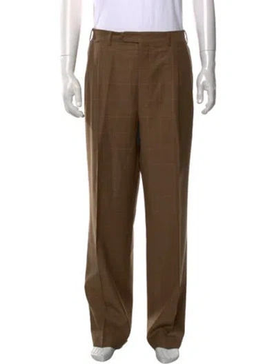 Pre-owned Canali Wool Dress Pants In Brown
