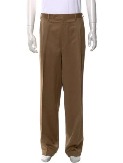 Pre-owned Canali Wool Dress Pants In Brown