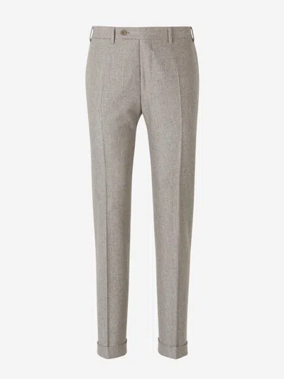 Canali Wool Dress Trousers In Beige
