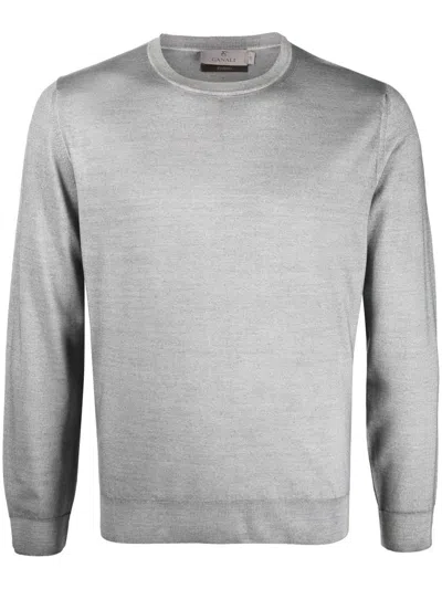 Canali Wool Fine-knit Jumper In Grey