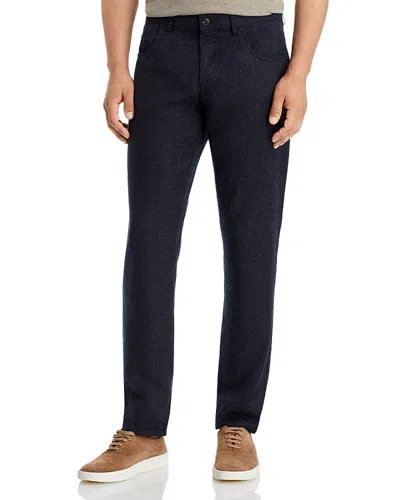 Canali Wool Flannel Regular Fit 5-pocket Pants In Dark Grey