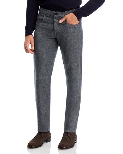 Canali Wool Flannel Regular Fit 5-pocket Pants In Grey