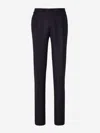 Canali Wool Flannel Trousers In Black