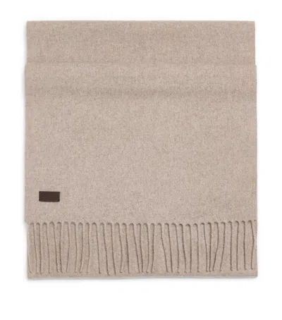 Canali Wool Fringe Scarf In Beige