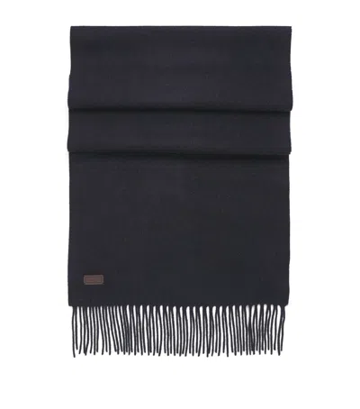 Canali Wool Fringe Scarf In Navy
