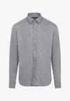 Canali Long-sleeved Wool Shirt In Gold