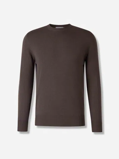 Canali Wool Knit Sweater In Brown