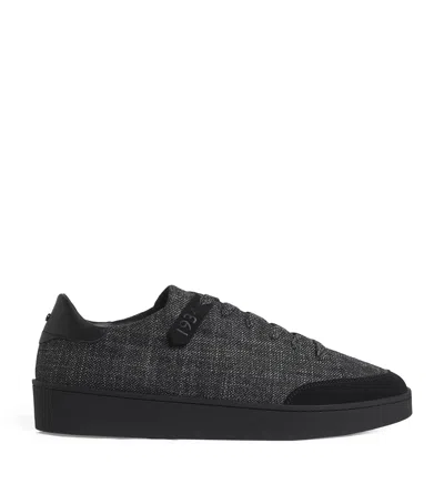 Canali Wool-leather Low-top Sneakers In Grey