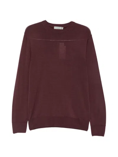 Canali Wool Long-sleeve Sweater In Burgundy