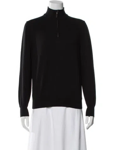 Pre-owned Canali Wool Mock Neck Sweater In Black