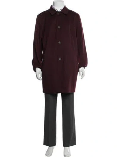 Pre-owned Canali Wool Overcoat In Burgundy