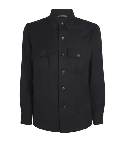 Canali Wool Overshirt In Black