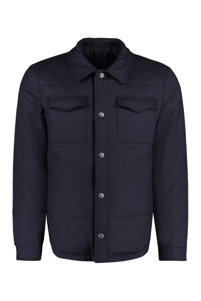 Canali Wool Overshirt In Blue