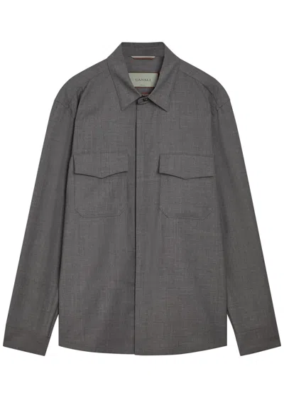 Canali Flap-pocket Overshirt In Gray