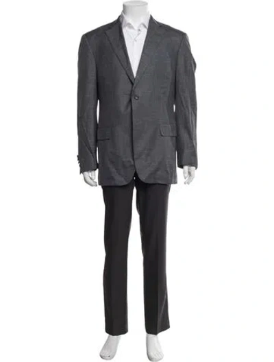 Pre-owned Canali Wool Patterned Jacket In Grey