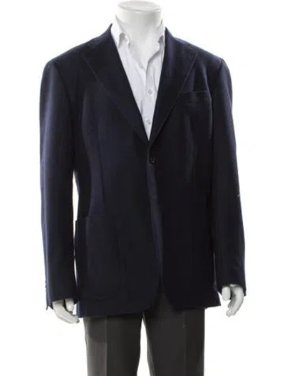 Pre-owned Canali Wool Peacoat In Blue