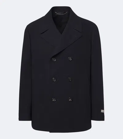 Canali Double-breasted Wool Jacket In Blue
