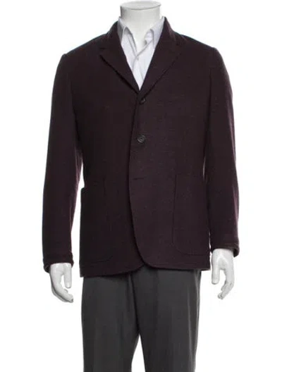 Pre-owned Canali Wool Peacoat In Burgundy