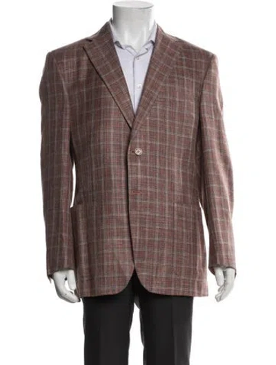 Pre-owned Canali Wool Plaid Print Blazer In Multi