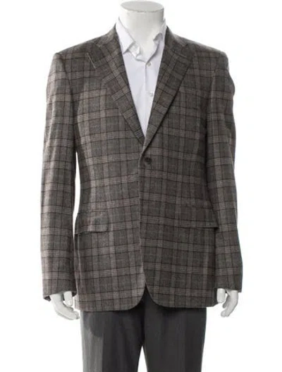 Pre-owned Canali Wool Plaid Print Blazer W/ Tags In Multi