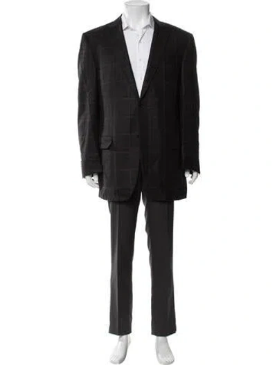 Pre-owned Canali Wool Plaid Print Jacket In Black
